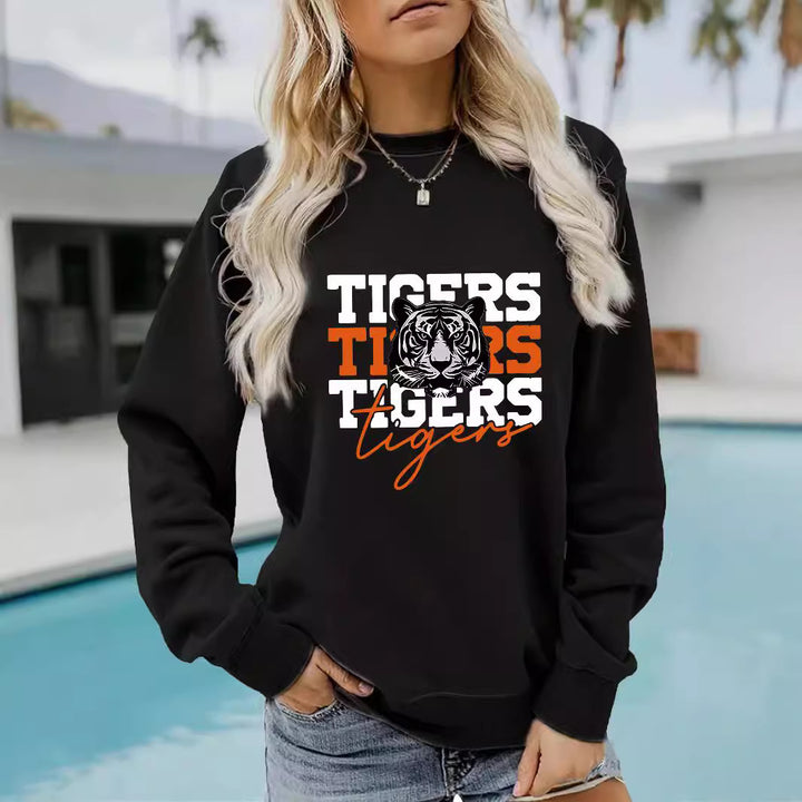 Damen Sweatshirt mit animalistischem Tiger-Design und lässigem Schnitt Drune