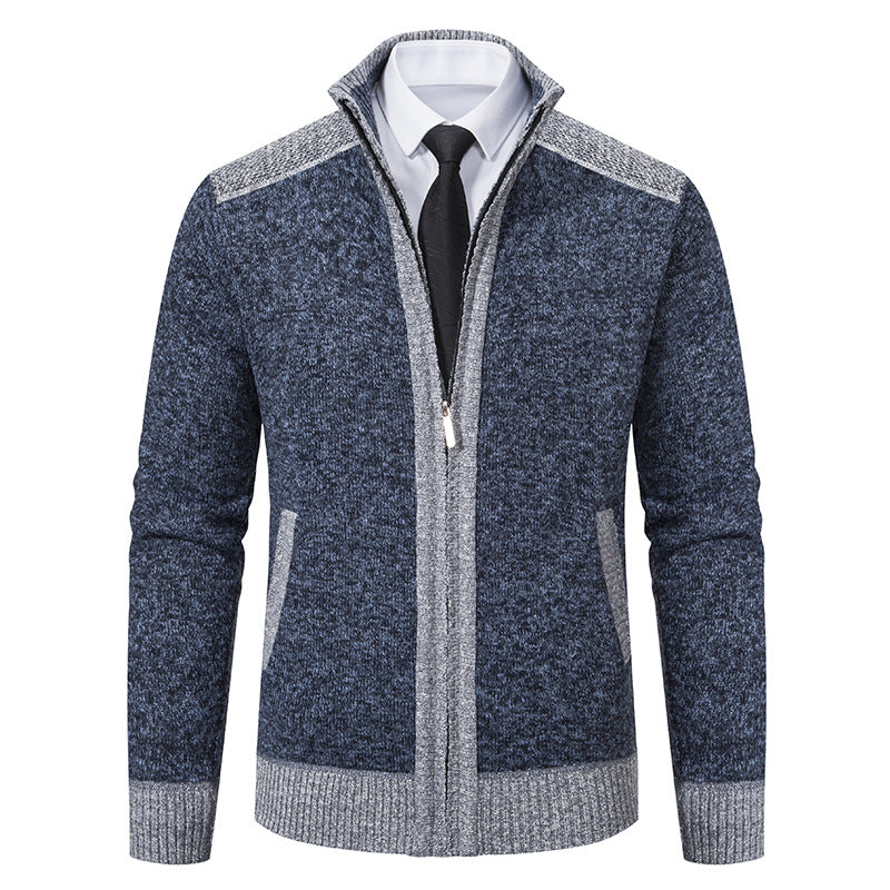 Herren nan strukturierter Strickcardigan mit Stehkragen und durchgehendem Reißverschluss Drune