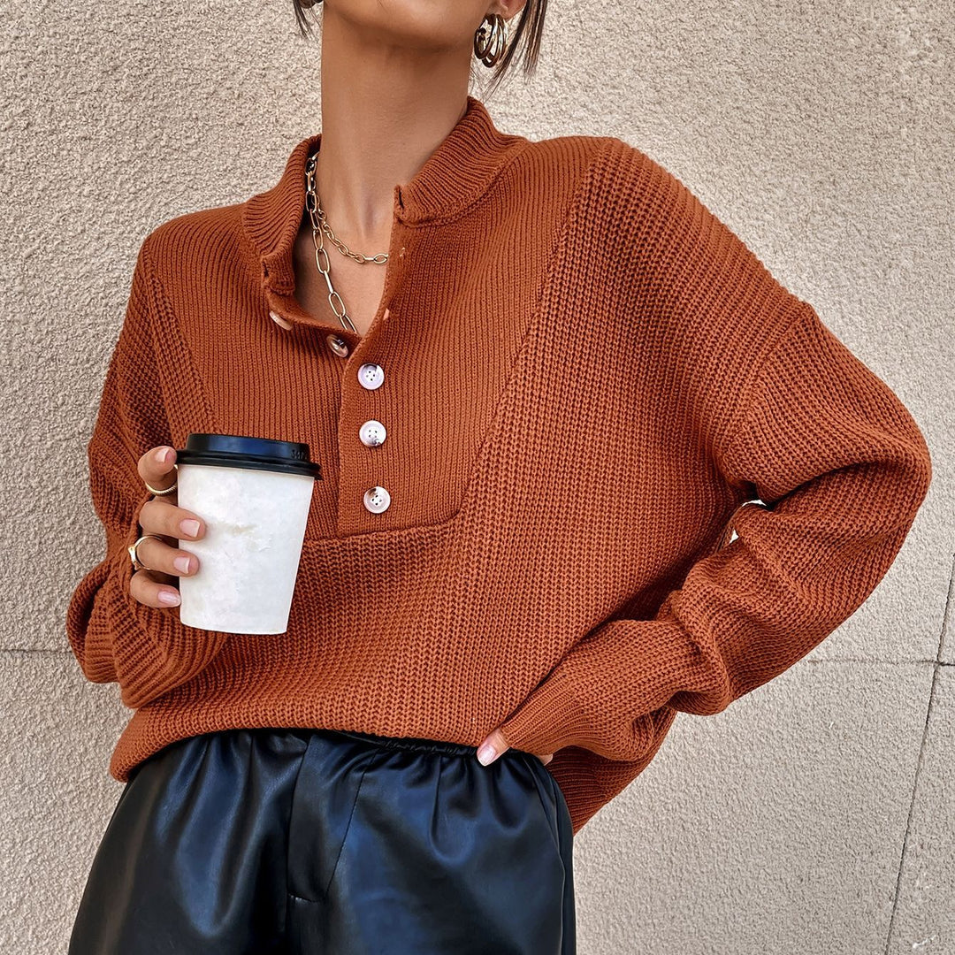 Damen Strickpullover mit Knopfleiste und strukturiertem Design Drune