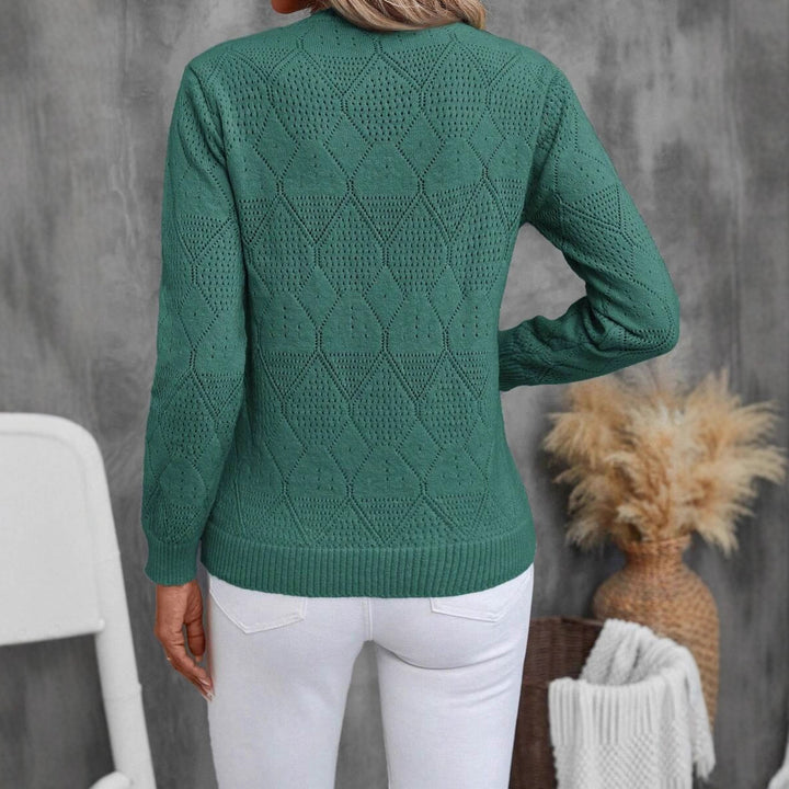 Damen Strickoberteil mit modernem Ajour-Muster und Rundhalsausschnitt Drune