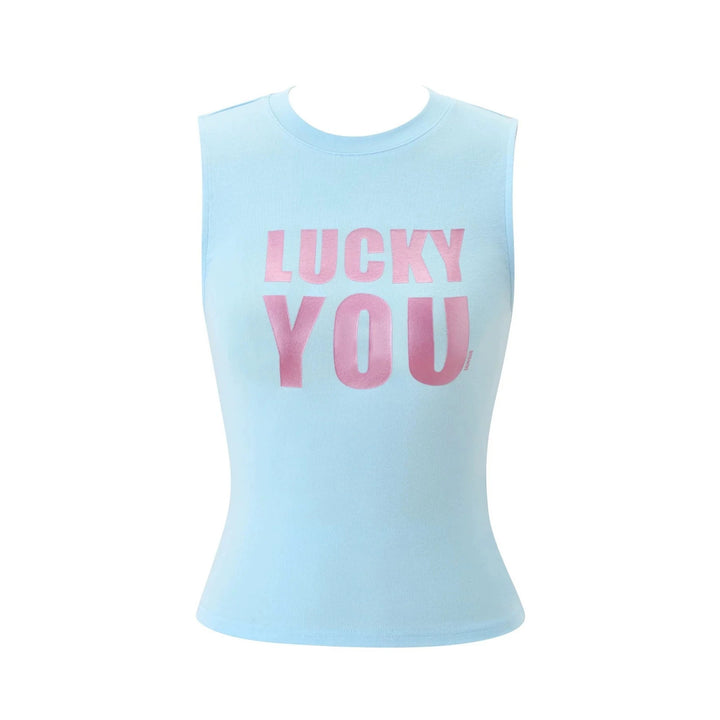 Damen ärmelloses Tank-Top mit auffälligem Statement-Print Drune