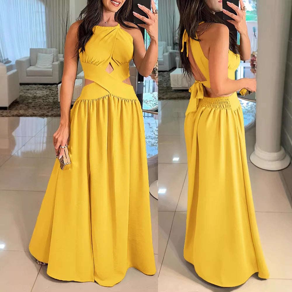 Damen Maxikleid mit eleganter Überkreuzung und modischem Ausschnitt Drune