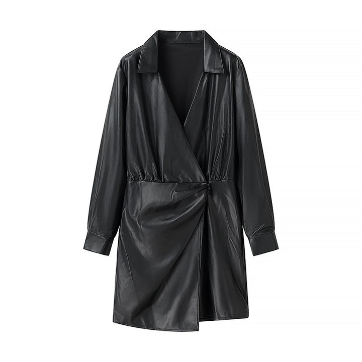 Damen Kunstleder Mantel Drune