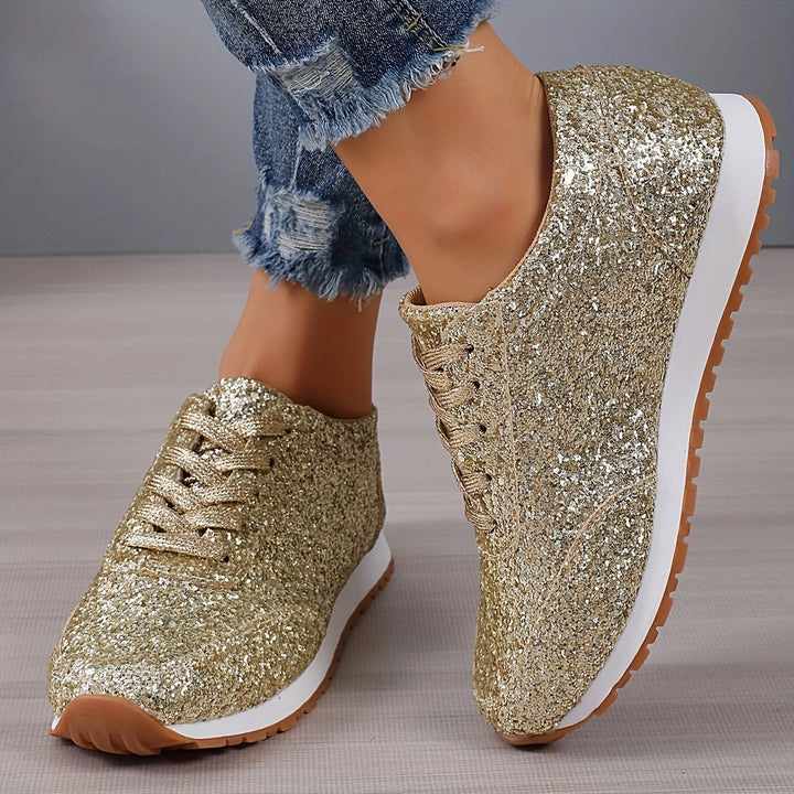 Damen Glitzernde Freizeitschuhe mit rutschfester Sohle und gepolstertem Fußbett Drune