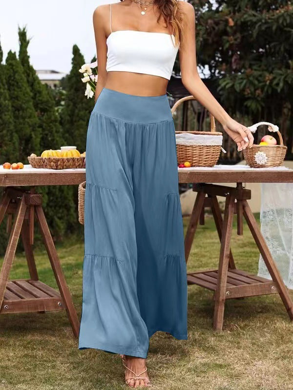 Damen Weite Sommerhose mit luftiger Schnittführung und elastischem Bund Drune