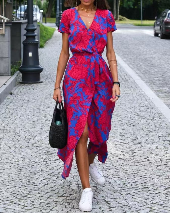 Damen Maxikleid mit Polka-Dots und seitlichem Schlitz Drune