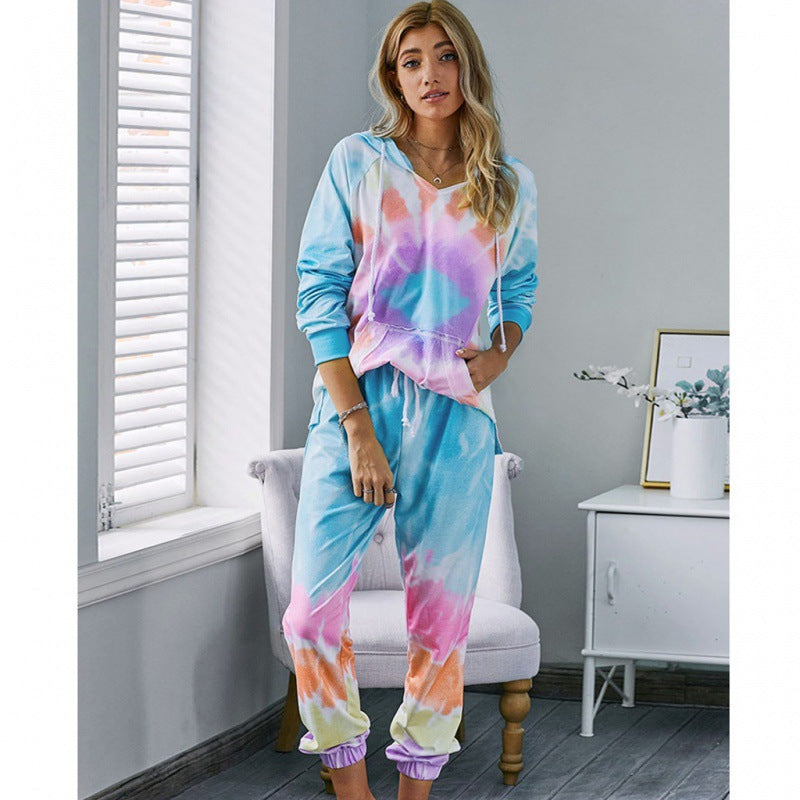 Damen bequeme Loungewear mit abnehmbarem Kapuzenoberteil und elastischem Bund Drune