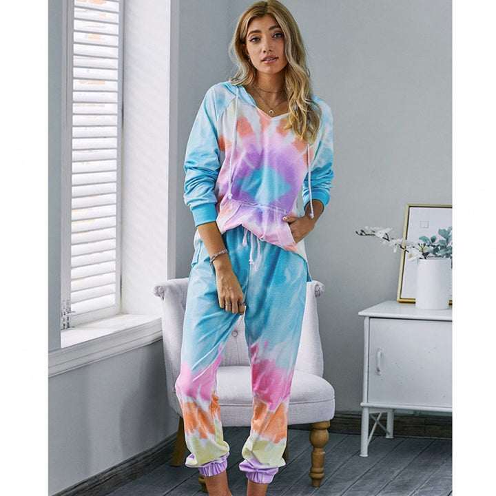 Damen bequeme Loungewear mit abnehmbarem Kapuzenoberteil und elastischem Bund Drune