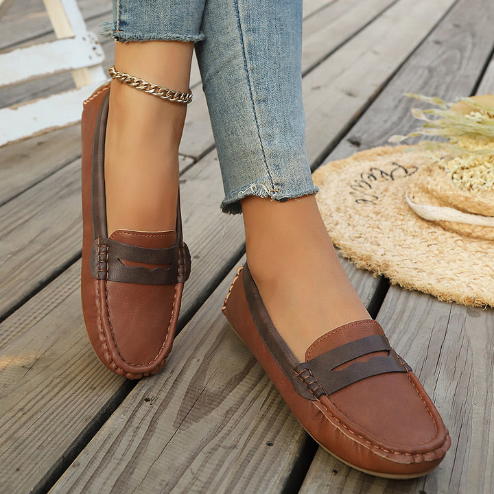 Damen nan klassische Penny-Loafer aus weichem Kunstleder mit gesteppter Rahmennaht und gepolsterter Komfortinnensohle Drune