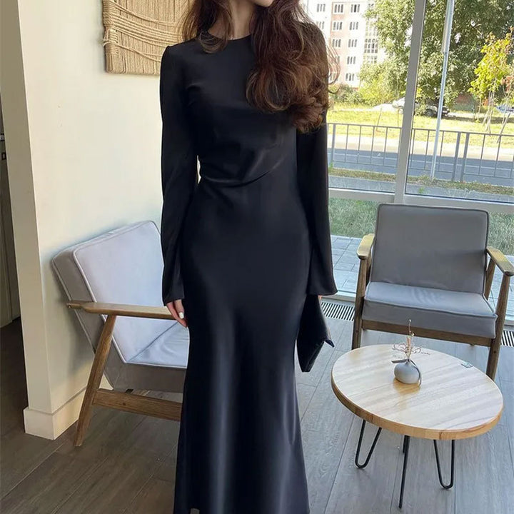Damen elegantes Maxikleid mit weitem Schnitt und eleganten Ärmeln Drune