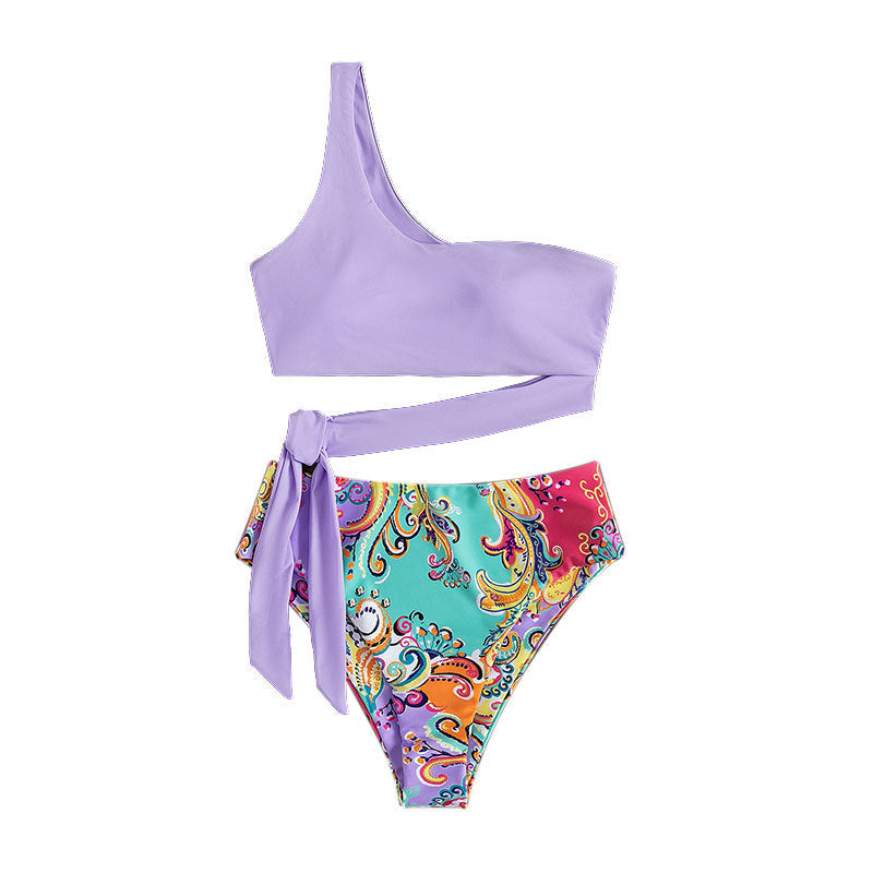 Damen einseitiger Bikini mit verspieltem Wickelbund Drune