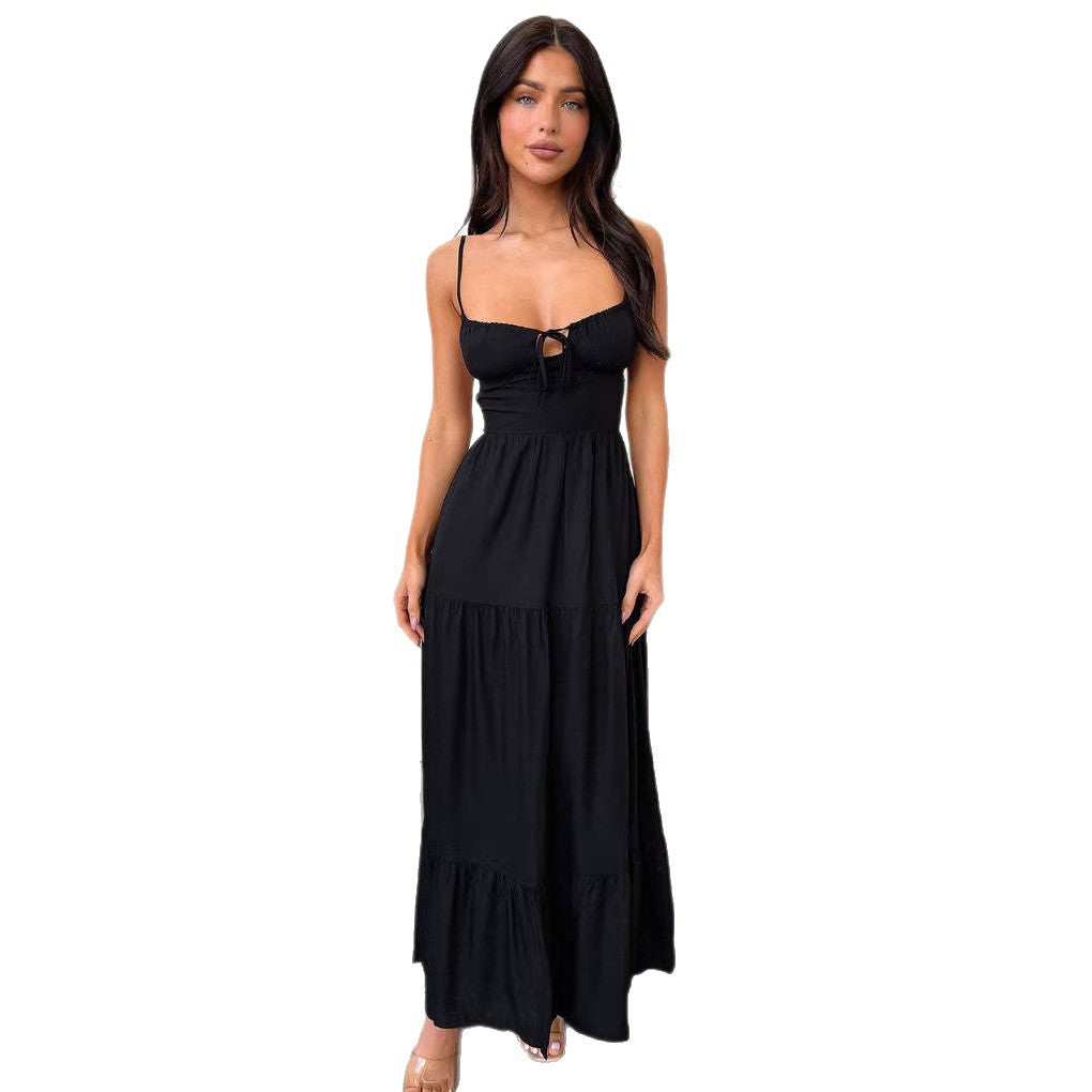 Damen Maxi-Kleid mit verspielt besonderem Ausschnitt und fließendem Stoff Drune