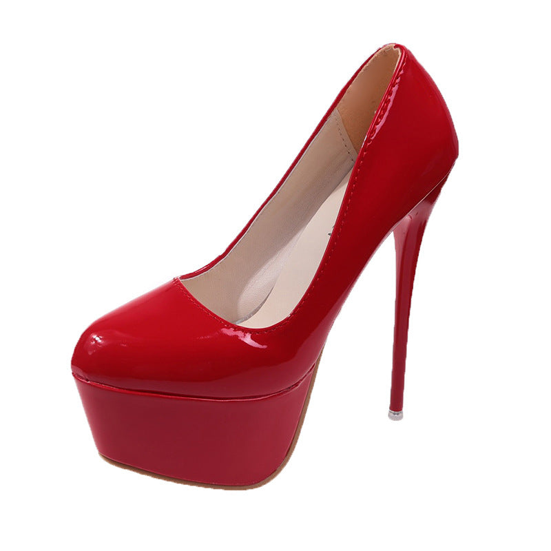 Damen Plateau-Pumps mit glänzendem Obermaterial und hohem Stiletto-Absatz Drune