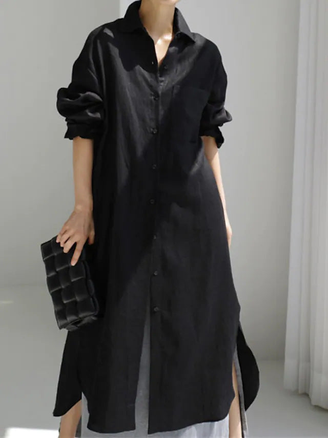 Damen Langarmhemdkleid Drune