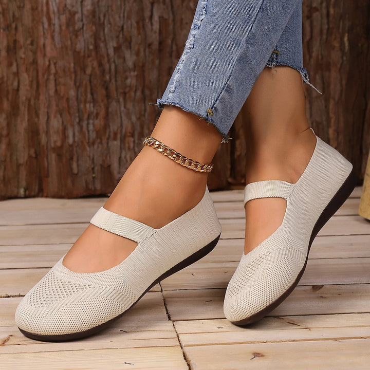 Damen Komfortable Ballerinas mit elastischem Riemendesign und atmungsaktivem Obermaterial Drune
