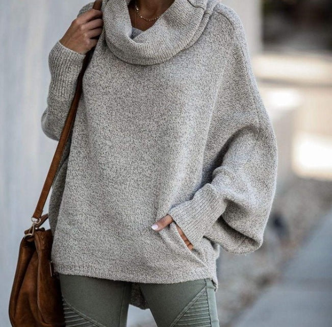 Damen lässiger Rollkragenpullover mit weit geschnittenen Ärmeln Drune