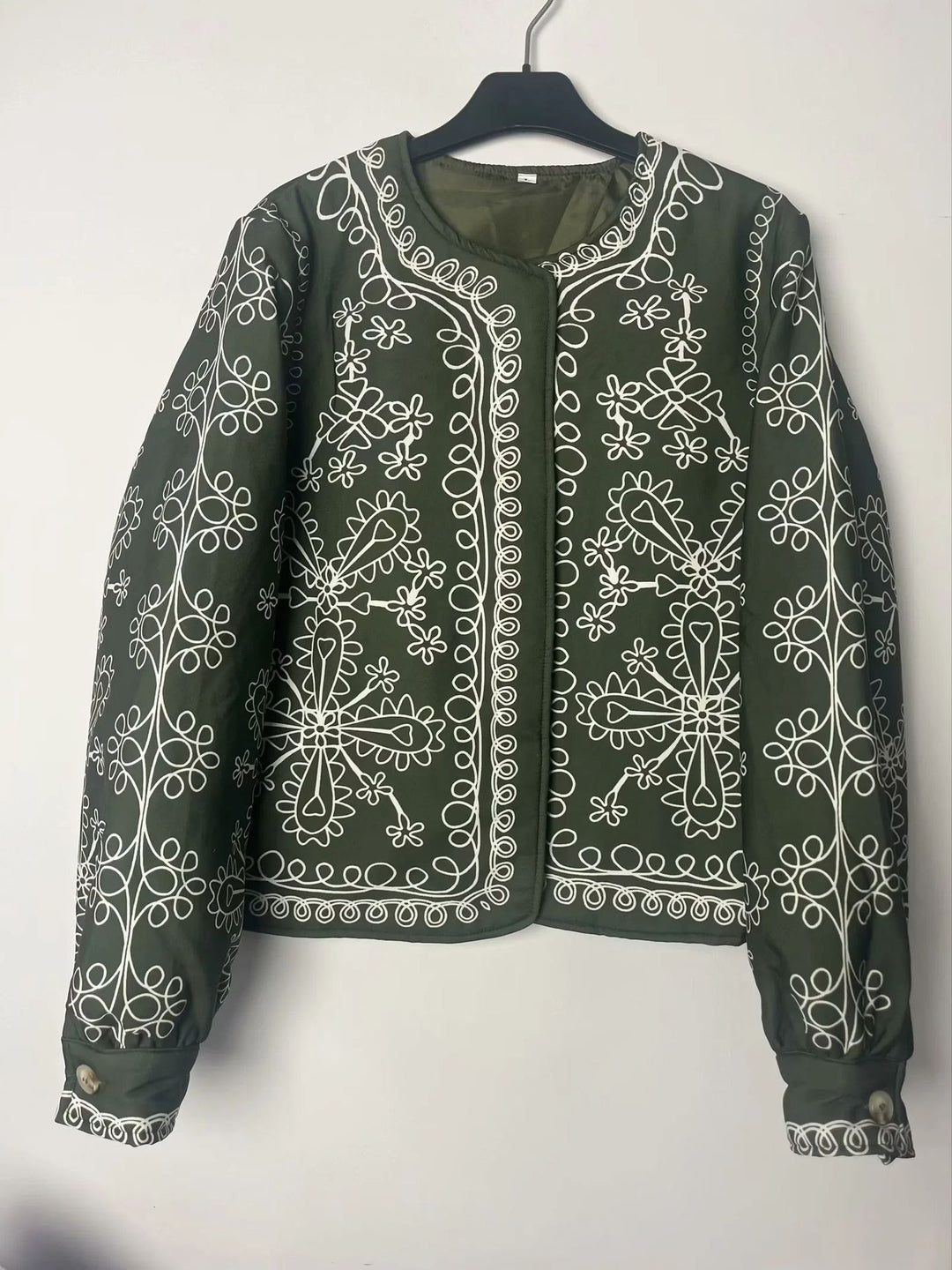Damen gestickte Jacke mit floralem Design und modernem Schnitt Drune