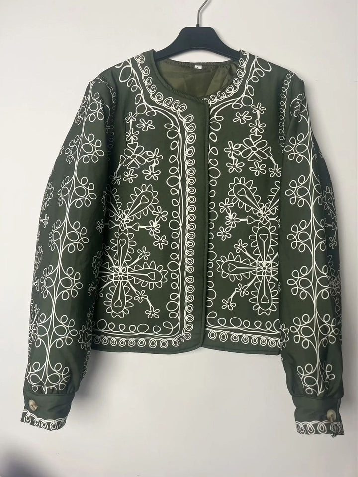 Damen gestickte Jacke mit floralem Design und modernem Schnitt Drune