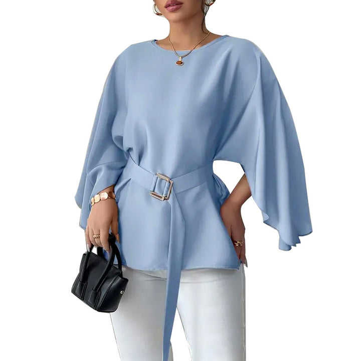 Damen Elegantes Oberteil mit weitem Schnitt und dekorativem Gürtel Drune