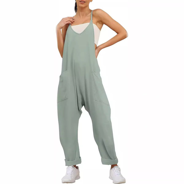 Damen Lässiger Overall mit tiefem Ausschnitt und praktischen Taschen Drune