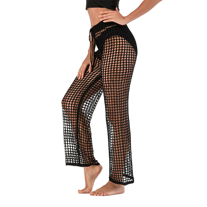 Damen Häkel Strandhose mit hoher Taille und weitem Schnitt Drune
