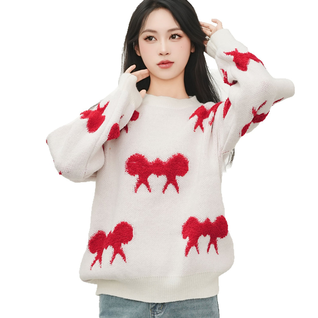 Damen Grobstrickpullover mit verspieltem Motiv Drune