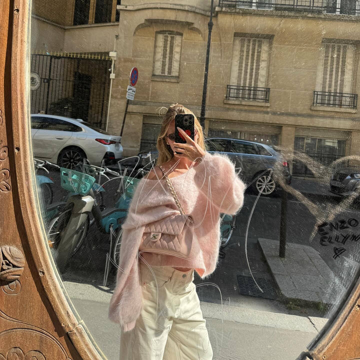 Damen Weicher Pullover aus Mohair-Mix mit oversized Ärmeln Drune