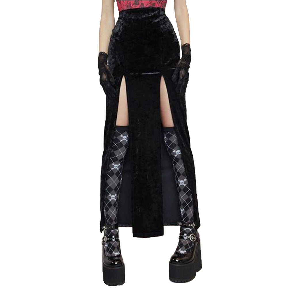 Damen Rippstrickrock mit seitlichen Schlitzen und luxuriösem Samtfinish Drune