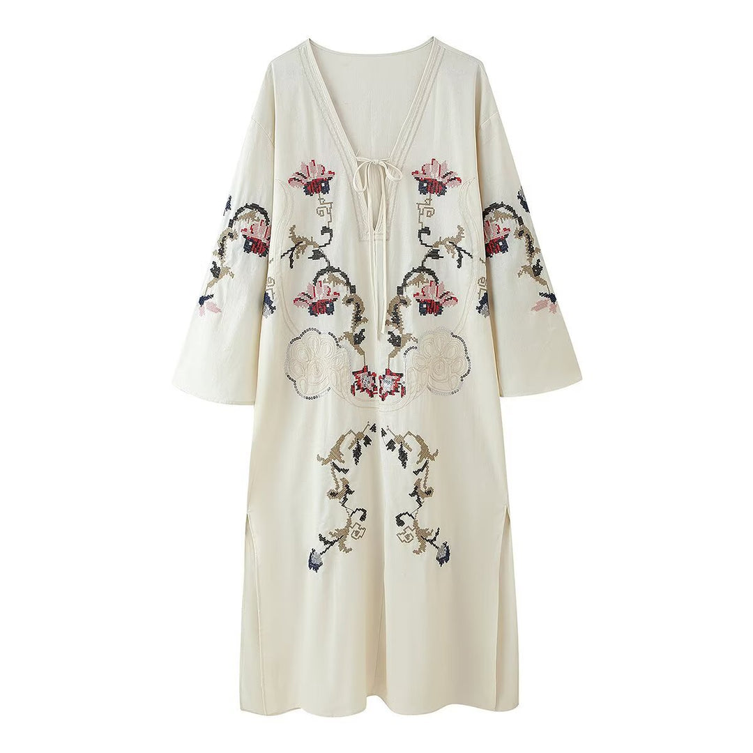 Femme besticktes Kaftankleid Drune