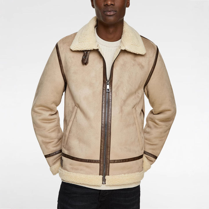 Damen lässige Shearlingjacke mit hochwertigem Obermaterial und komfortablem Innenfutter Drune