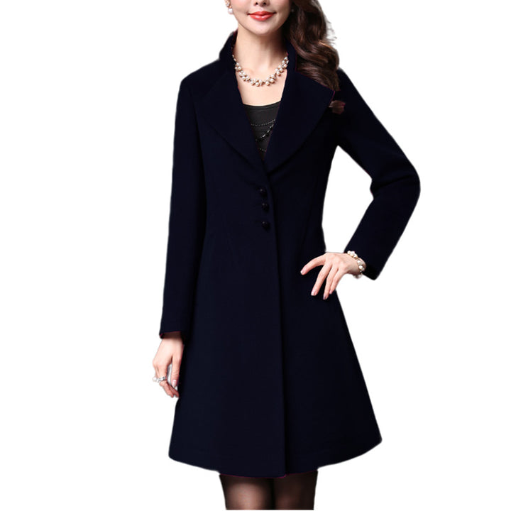 Damen eleganter Wollmantel mit schickem Revers Drune