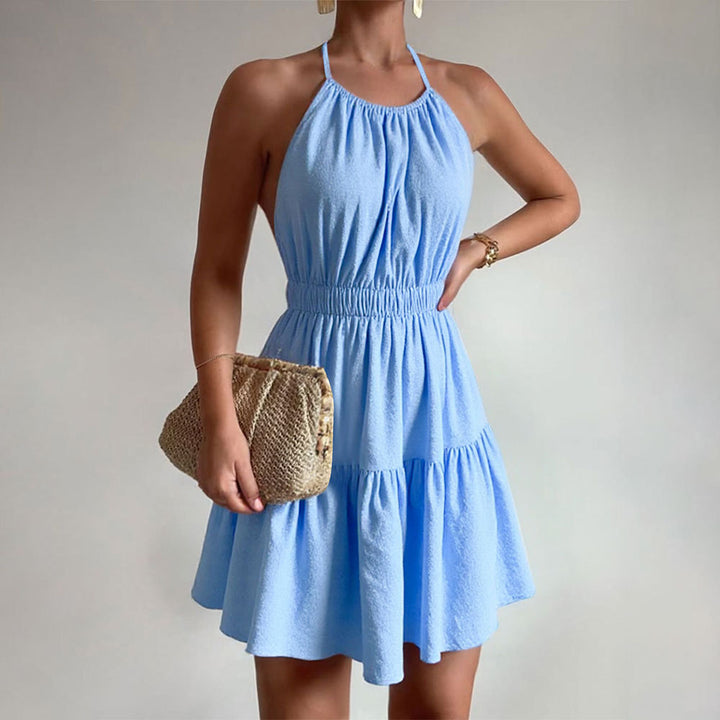 Damen Halterkleid mit verspieltem Rüschensaum Drune