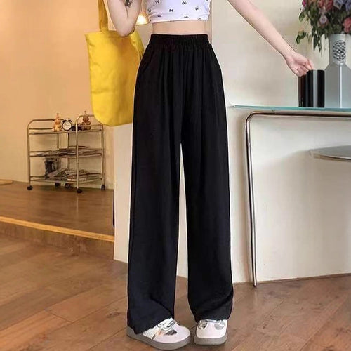 Damen Weite Leinenhose mit elastischem Bund und praktischen Taschen Drune