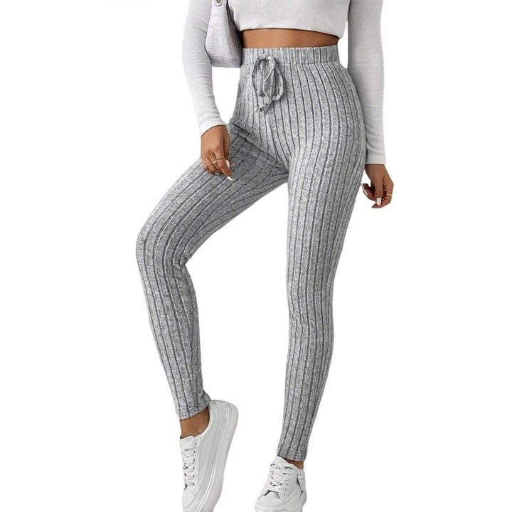 Damen Leggings mit feinem Rippmuster und elastischem Taillenbund Drune