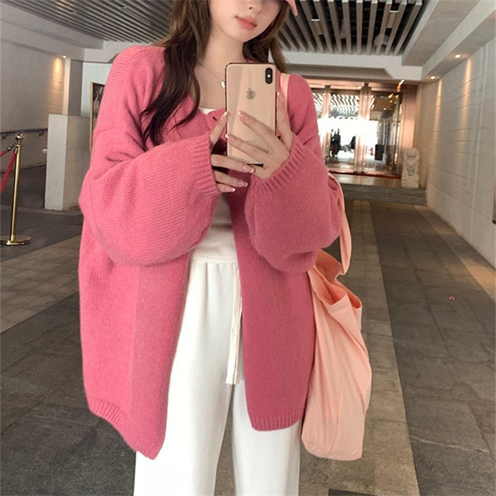 Damen Oversized Strickjacke mit sanften Texturen und offenen Fronten Drune