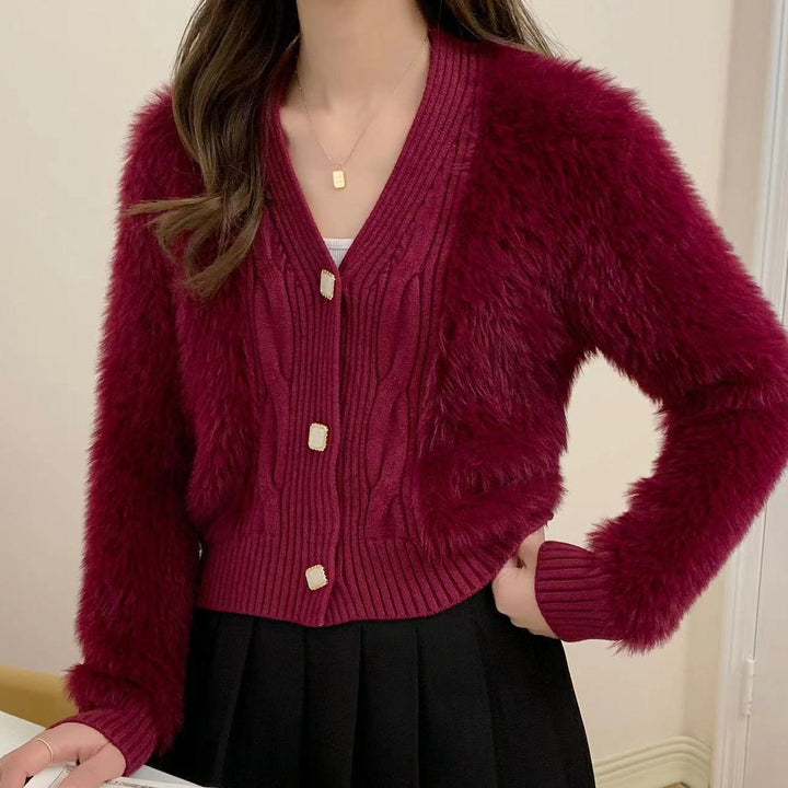 Damen kuschelige Strickjacke Drune