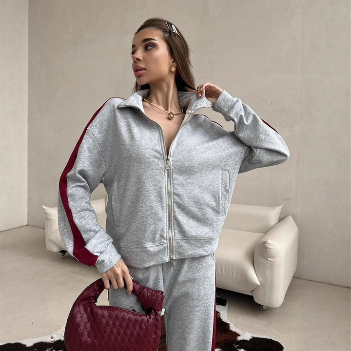 Damen sportlicher Fleece-Hoodie und lässige Hose Set Drune