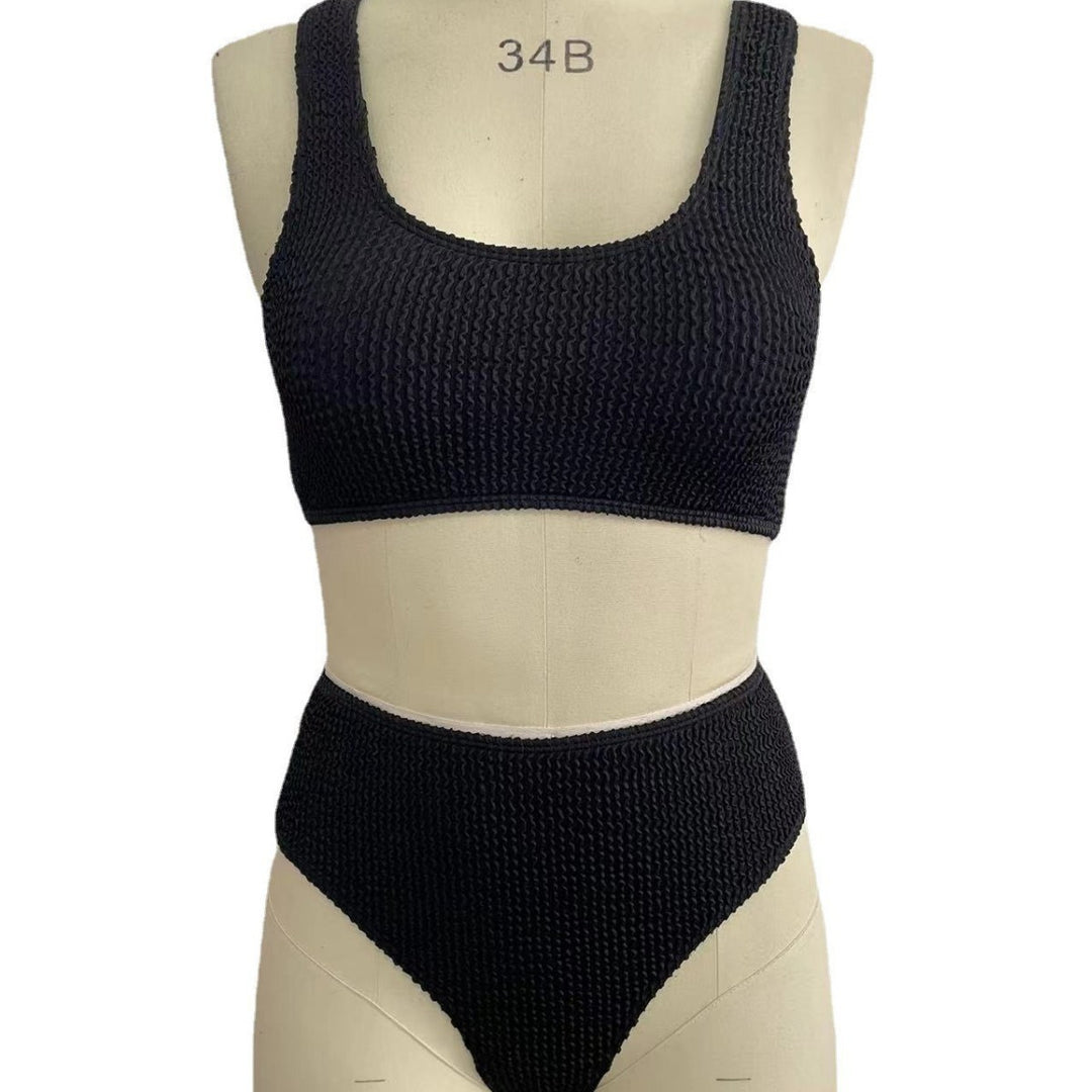 Damen High-Waist Bikini-Set mit modischem Rippstrick Drune