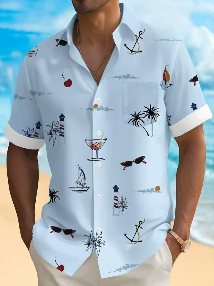 Herren Freizeithemd mit maritimen Motiven Drune