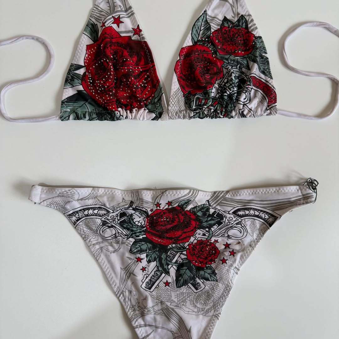Damen Bikini-Set mit floralen Akzenten und Dekoration Drune
