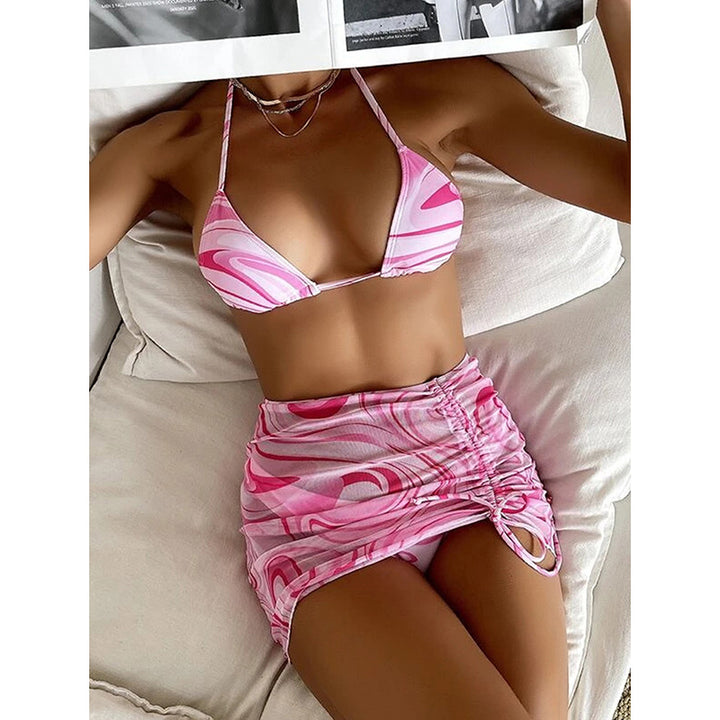 Damen Bikini-Set mit gerafftem Rock und Triangel-Oberteil Drune