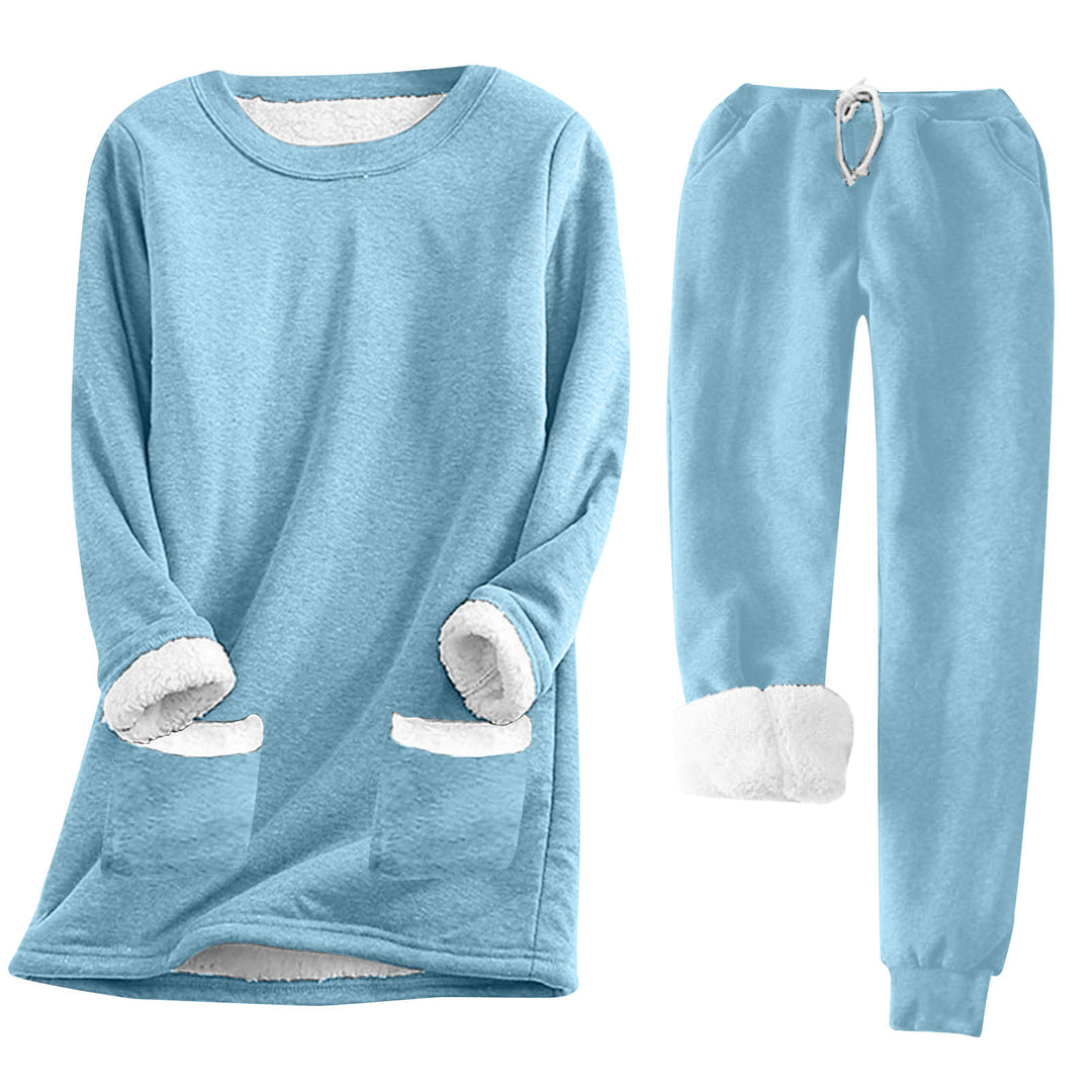 Damen Kuschelige Loungeanzug mit Fleece-Innenfutter und praktischen Taschen Drune