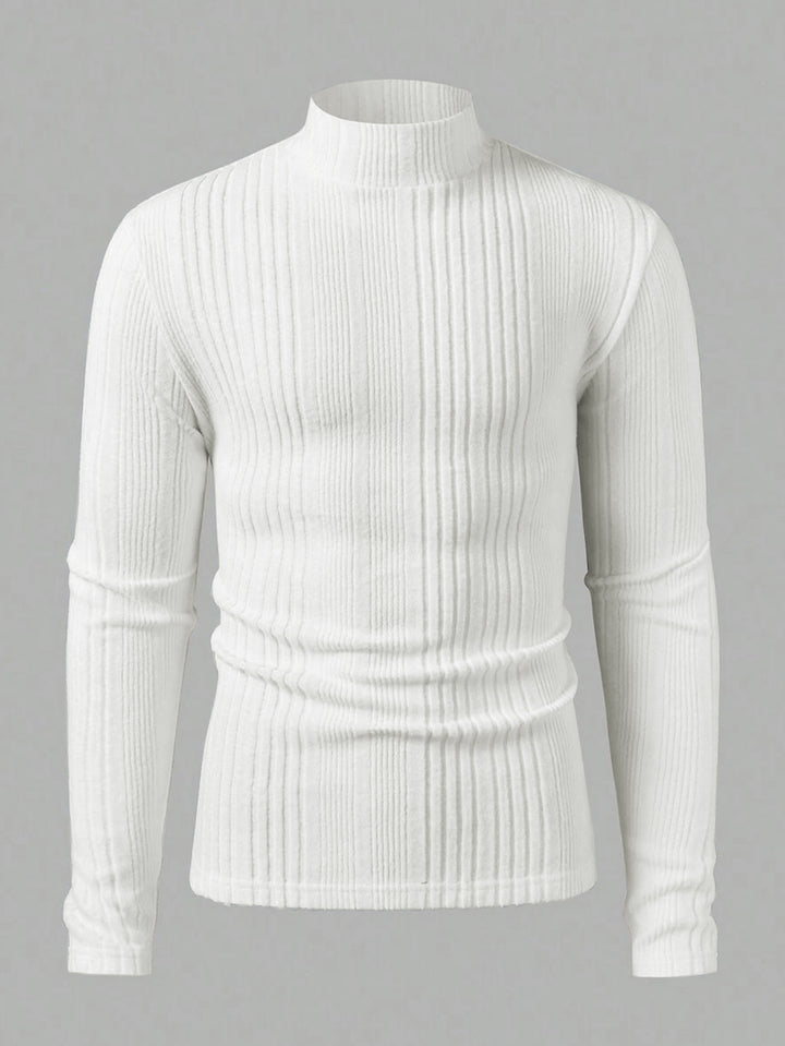 Herren Strickpullover mit hohem Kragen und Rippstruktur Drune