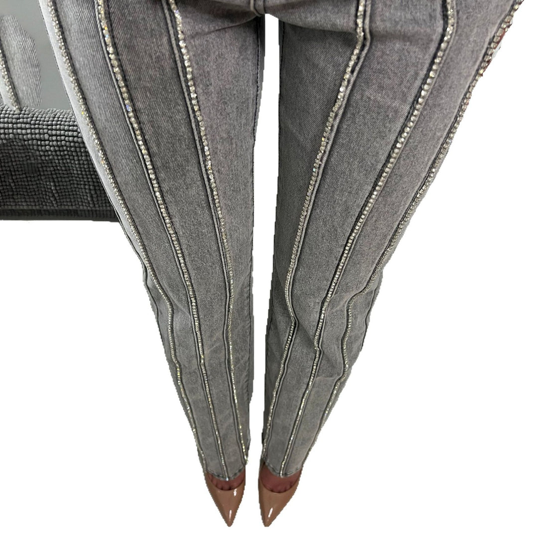 Damen Glamouröse Jeans mit funkelnden Applikationen Drune