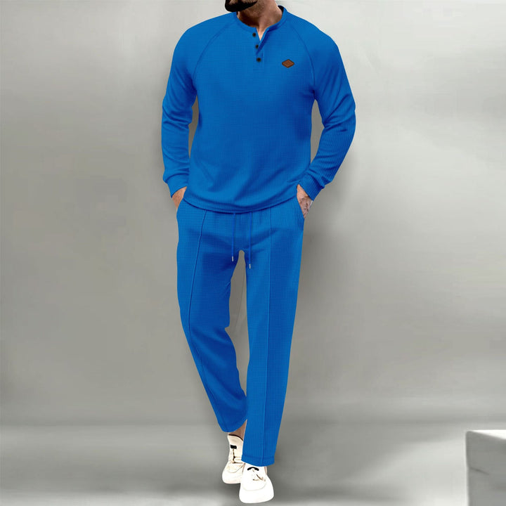 Herren hochwertiger Freizeitanzug mit Knopfleiste und eleganten Taschen Drune