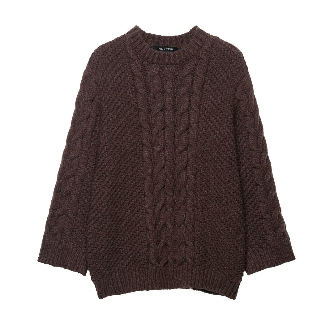 Damen Grobstrickpullover mit Rundhalsausschnitt und lässigem Schnitt Drune