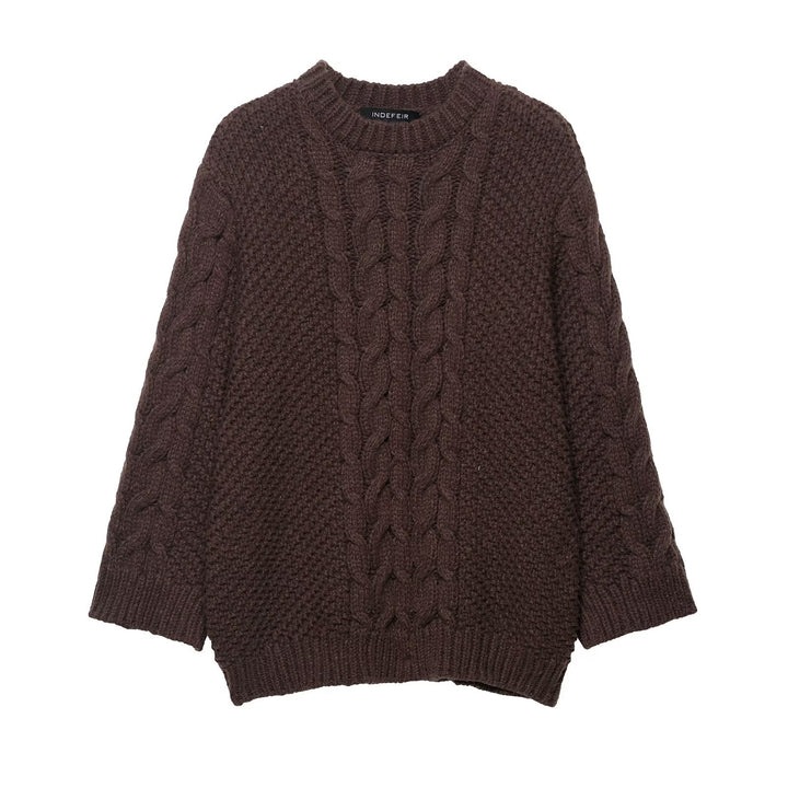 Damen Grobstrickpullover mit Rundhalsausschnitt und lässigem Schnitt Drune