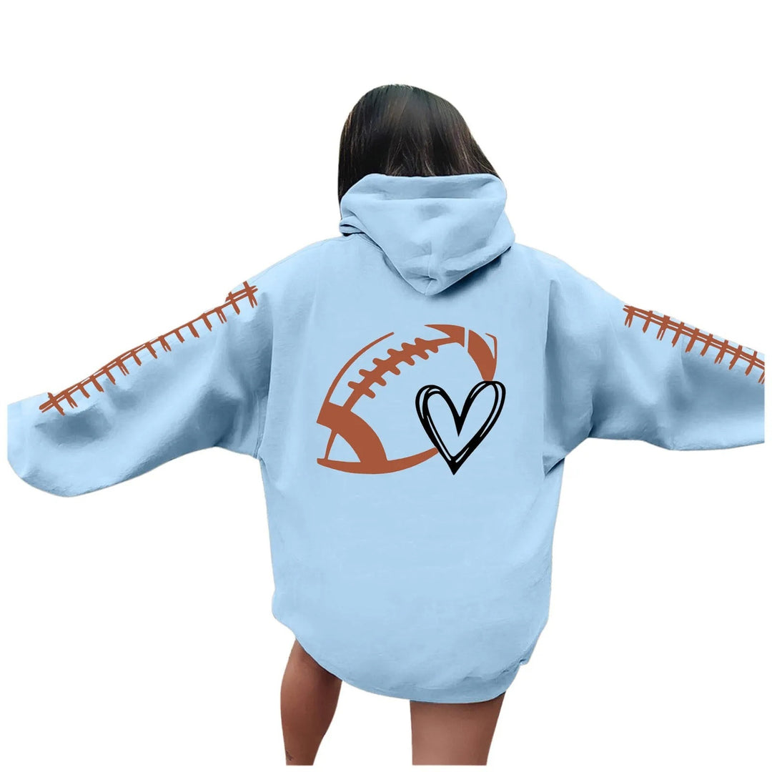 Damen Kapuzenpullover mit kreative Football-Motiv und lässigen Schnitt Drune