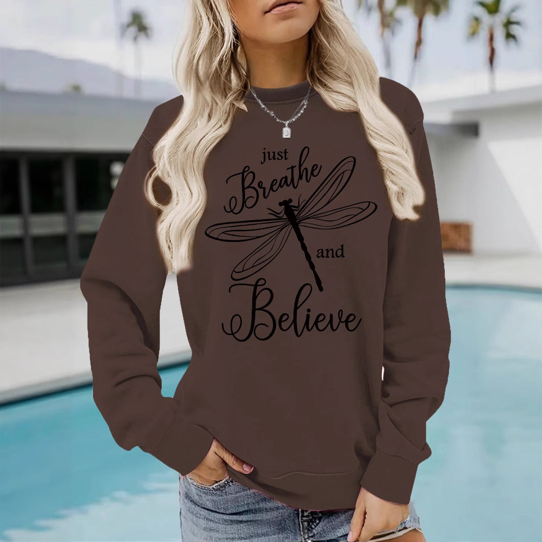 Damen Sweatshirt mit inspirierendem Drachenfliegen-Motiv und lässigem Schnitt Drune