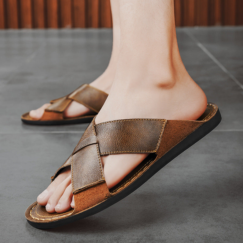 Herren Elegante und bequeme Leder-Sandalen mit verstellbarem Riemensystem Drune